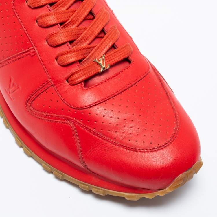Pre Owned Louis Vuitton x Supreme Red Leather Runaway Sneakers Size 44.5