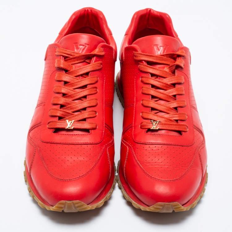 Pre Owned Louis Vuitton x Supreme Red Leather Runaway Sneakers Size 44.5