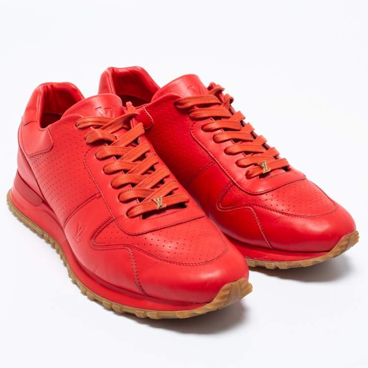 Pre Owned Louis Vuitton x Supreme Red Leather Runaway Sneakers Size 44.5