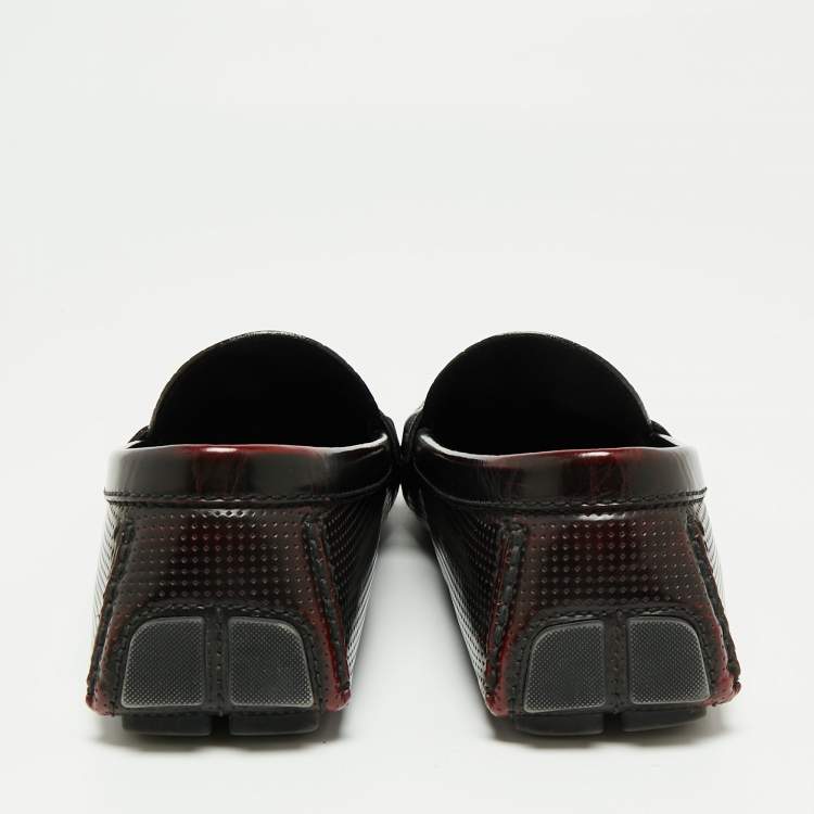 Pre Owned Louis Vuitton Two-Tone Perforated Leather Penny Loafers Size 45