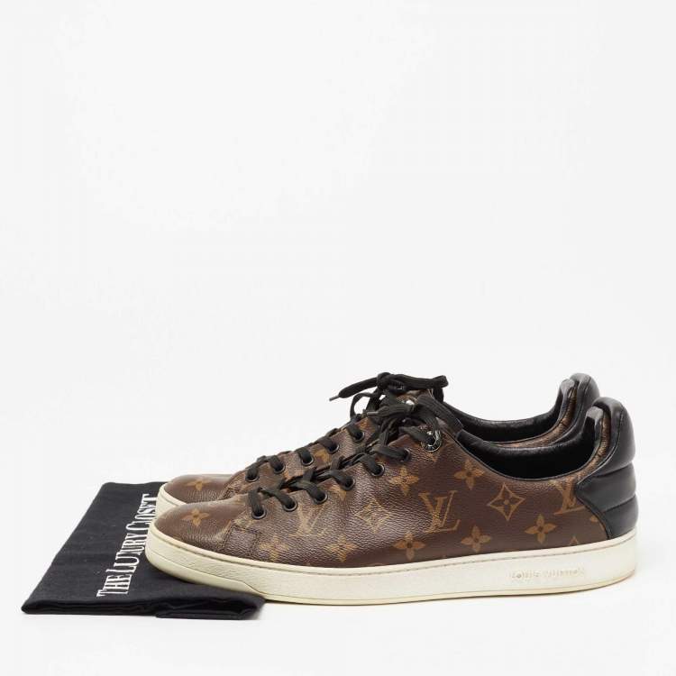 Pre Owned Louis Vuitton Brown/Black Monogram Canvas And Leather Frontrow Low Top Sneakers Size 43