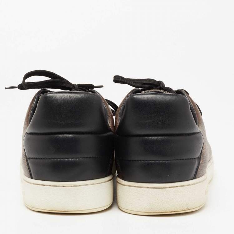 Pre Owned Louis Vuitton Brown/Black Monogram Canvas And Leather Frontrow Low Top Sneakers Size 43