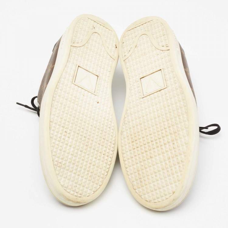 Pre Owned Louis Vuitton Brown/Black Monogram Canvas And Leather Frontrow Low Top Sneakers Size 43