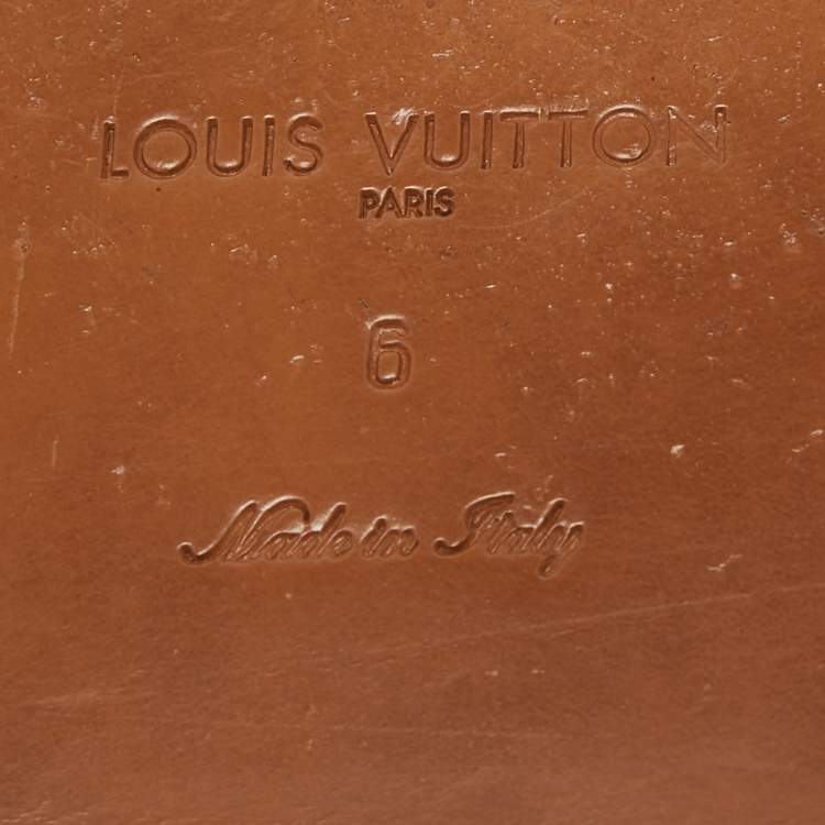 Pre Owned Louis Vuitton Brown Leather Criss Cross Flat Sandals Size 40