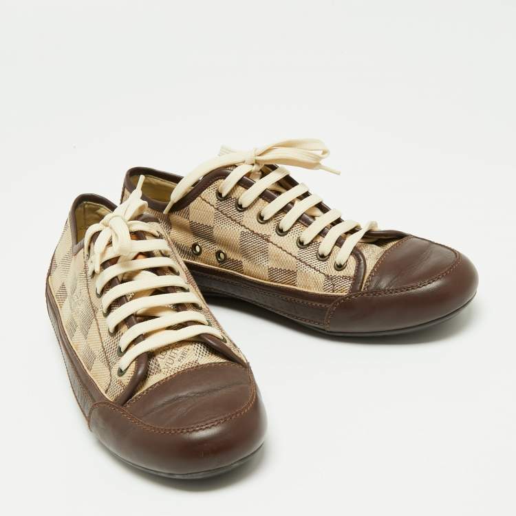 Pre Owned Louis Vuitton Damier Azur Canvas and Leather Sneakers Size 40