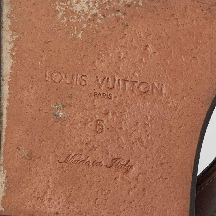 Pre Owned Louis Vuitton Brown Leather  Thong Sandals Size 40