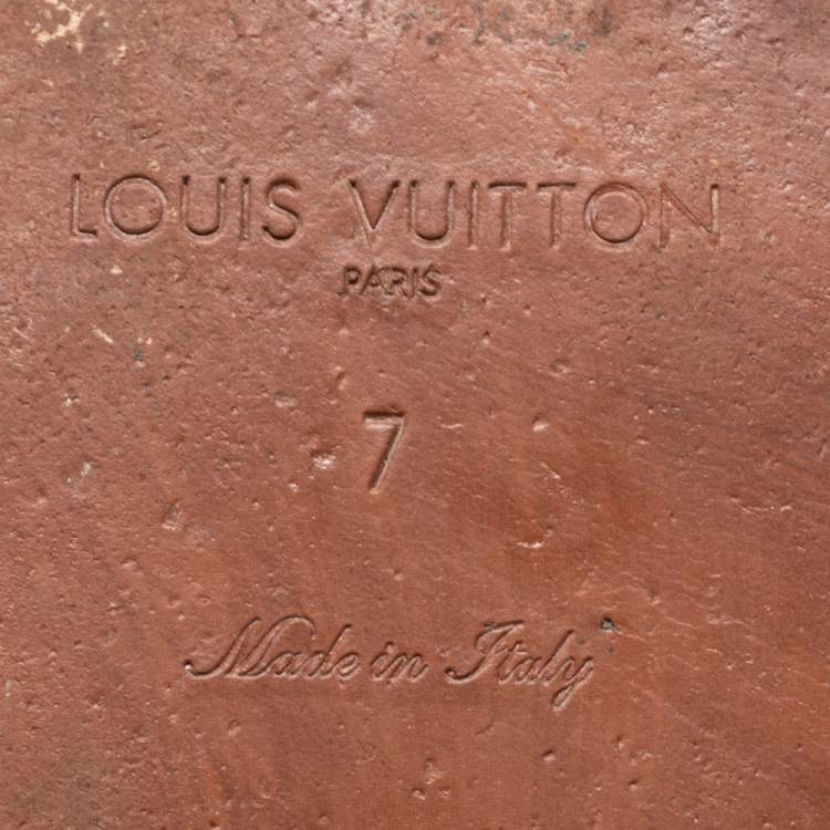 Pre Owned Louis Vuitton Brown Leather Strappy Flat Sandals Size 41