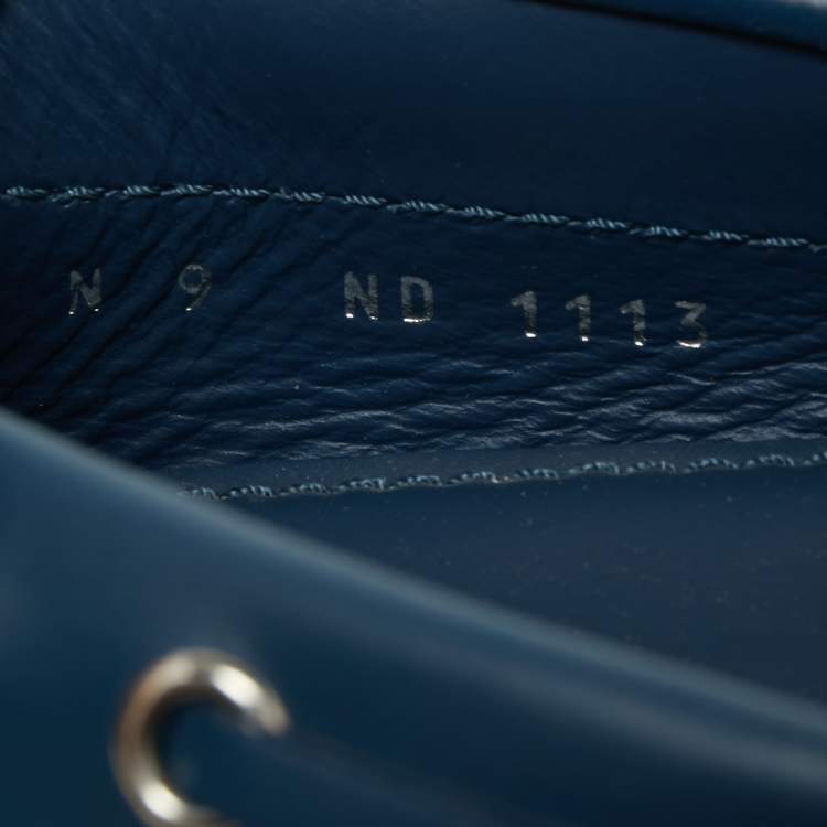 Pre Owned Louis Vuitton Blue Leather Bow Arizona Loafers Size 43