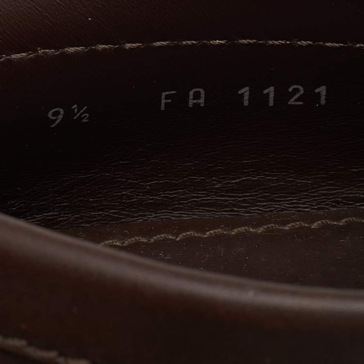 Pre Owned Louis Vuitton Brown Leather Hockenheim Slip On Loafers Size 43.5