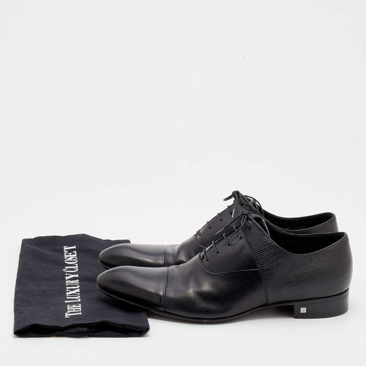 Pre Owned Louis Vuitton Black Epi Leather Lace Up Oxford Size 42