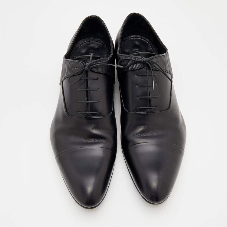 Pre Owned Louis Vuitton Black Epi Leather Lace Up Oxford Size 42