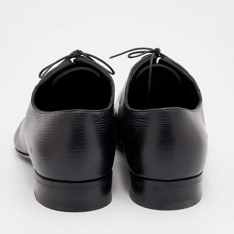 Pre Owned Louis Vuitton Black Epi Leather Lace Up Oxford Size 42