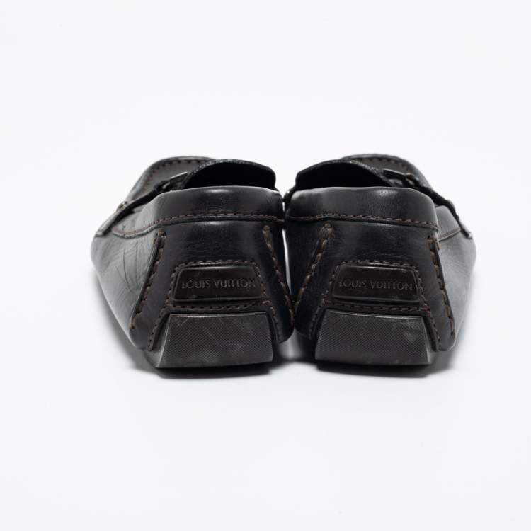 Pre Owned Louis Vuitton Black Leather Monte Carlo Loafers Size 42.5