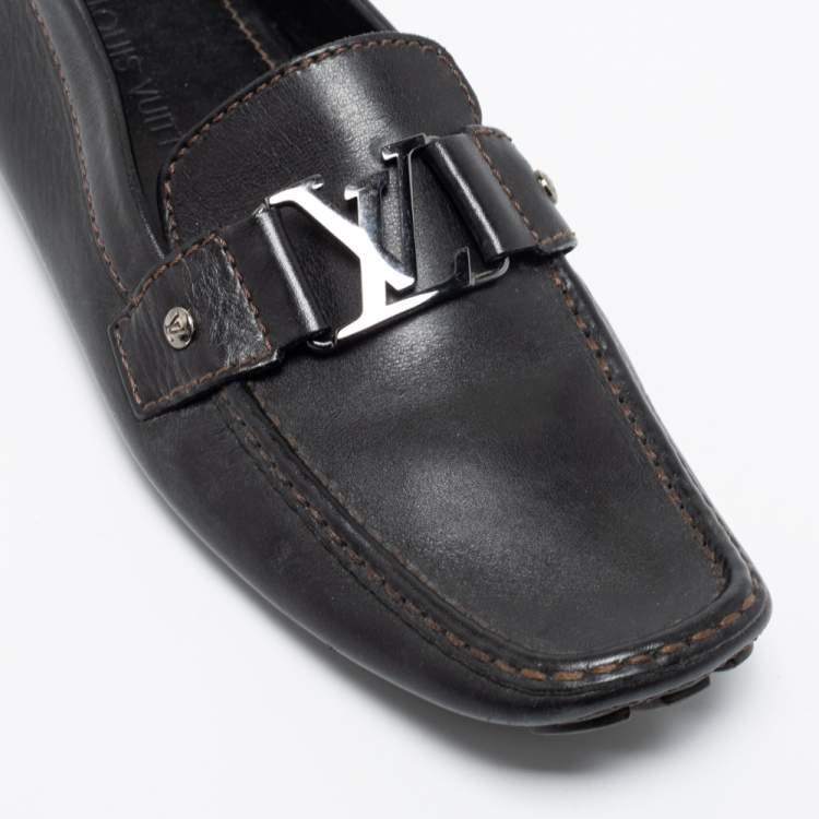 Pre Owned Louis Vuitton Black Leather Monte Carlo Loafers Size 42.5