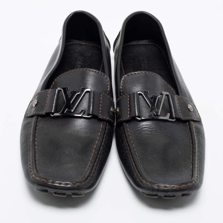 Pre Owned Louis Vuitton Black Leather Monte Carlo Loafers Size 42.5