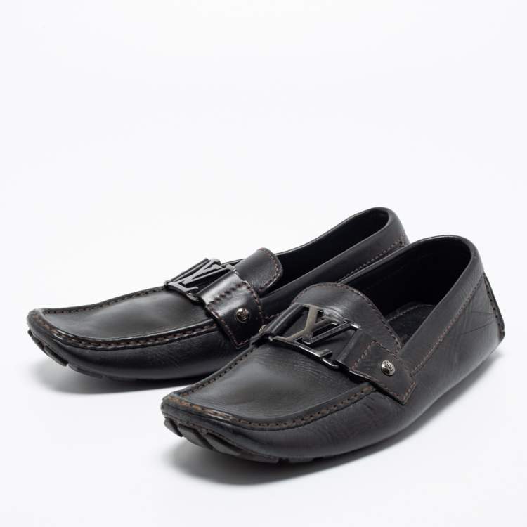 Pre Owned Louis Vuitton Black Leather Monte Carlo Loafers Size 42.5