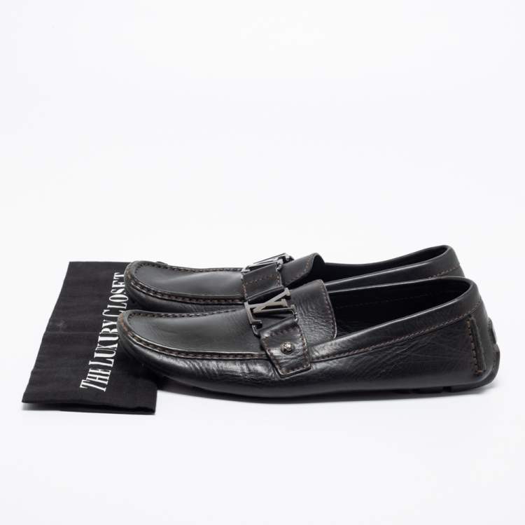 Pre Owned Louis Vuitton Black Leather Monte Carlo Loafers Size 42.5