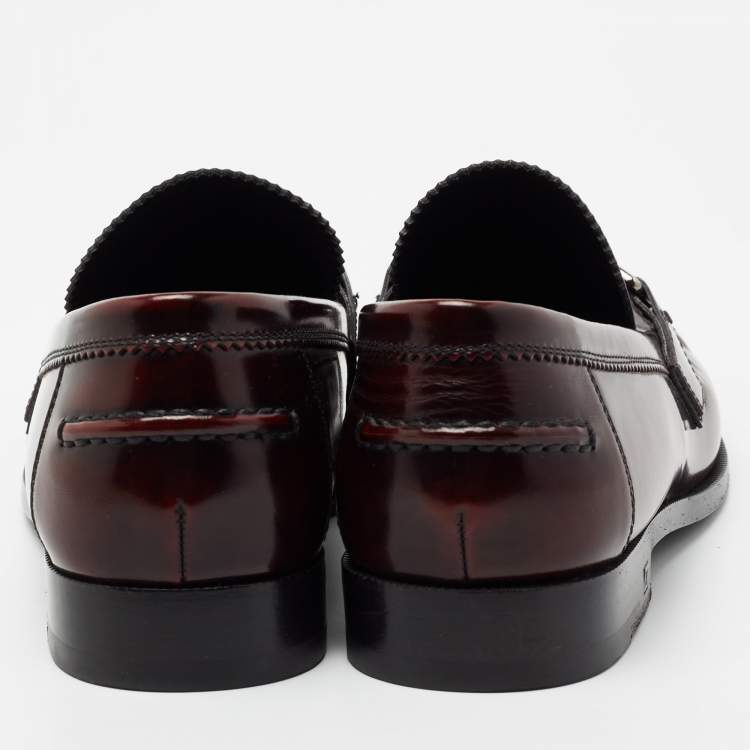 Pre Owned Louis Vuitton Burgundy Patent  Leather Major loafers Size 41.5