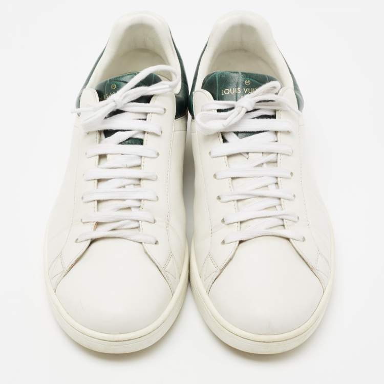 Pre Owned  Louis Vuitton White Leather And Croc Embossed Luxembourg Sneakers Size 41.5