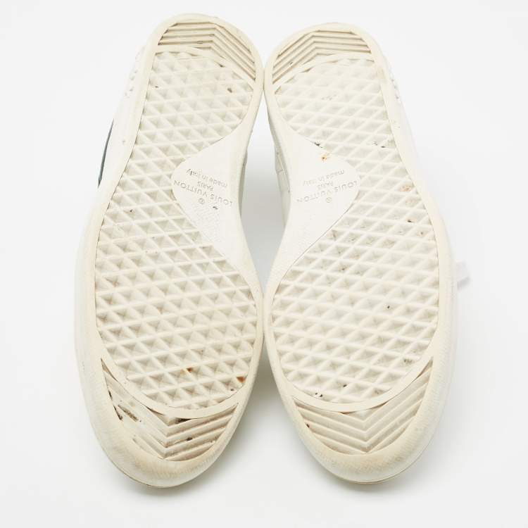 Pre Owned  Louis Vuitton White Leather And Croc Embossed Luxembourg Sneakers Size 41.5