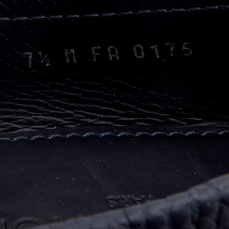Pre Owned Louis Vuitton Navy Blue Leather Montaigne Slip On Loafers Size 41.5