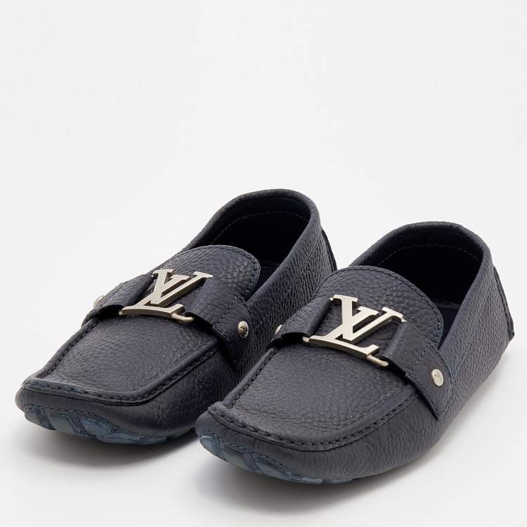 Louis Vuitton Navy Blue Leather Montaigne Slip On Loafers Size 41.5 Louis  Vuitton