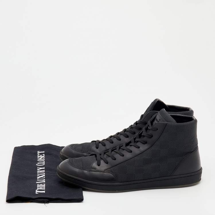 Pre Owned Louis Vuitton Damier Graphite Nylon And Leather Offshore High Top Sneakers Size 44