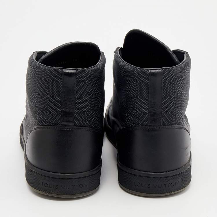 Pre Owned Louis Vuitton Damier Graphite Nylon And Leather Offshore High Top Sneakers Size 44