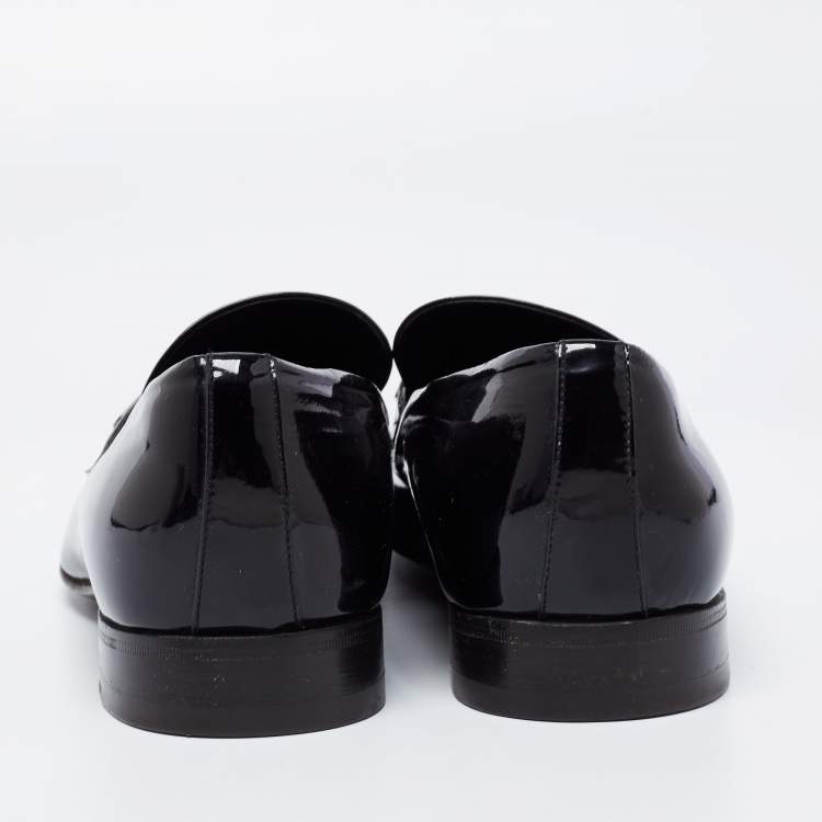 Pre Owned Louis Vuitton Black Patent Leather Slip On Loafers Size 42