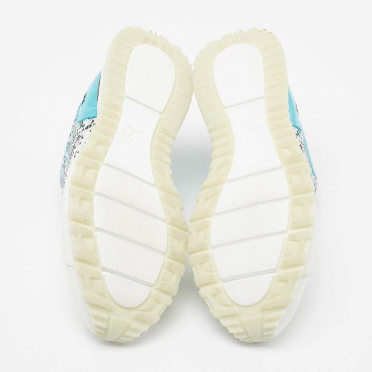 Pre Owned Louis Vuitton Tri-Color Leather and Printed Fabric Runaway Low-Top Sneakers Size 41.5
