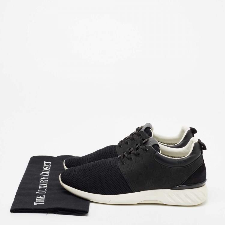 Pre Owned Louis Vuitton Black Leather and Mesh Fastlane Sneakers Size 41.5