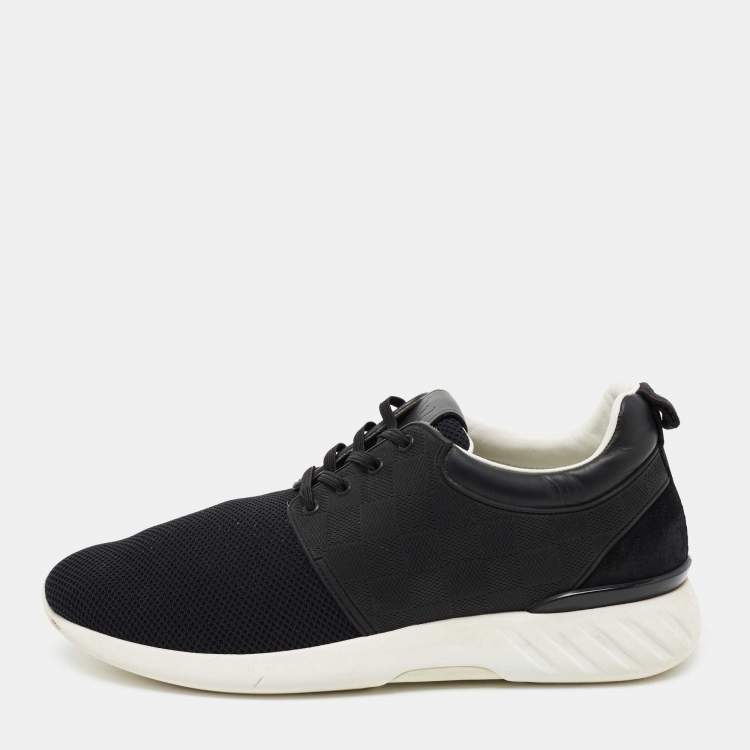 Pre Owned Louis Vuitton Black Leather and Mesh Fastlane Sneakers Size 41.5