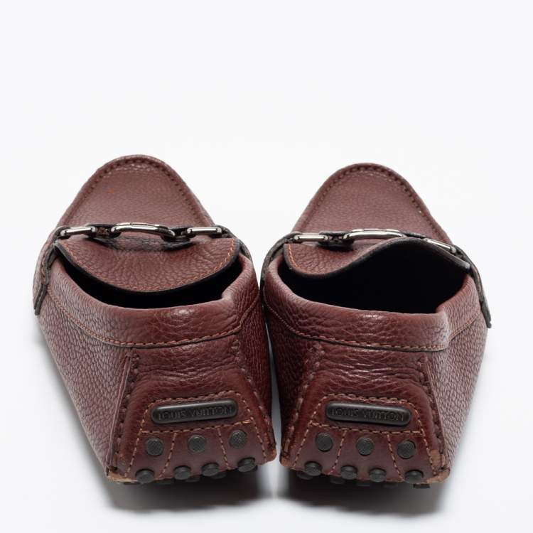مملوكة مسبقًا Louis Vuitton Burgundy Leather Hockenheim Loafers Size 42.5 