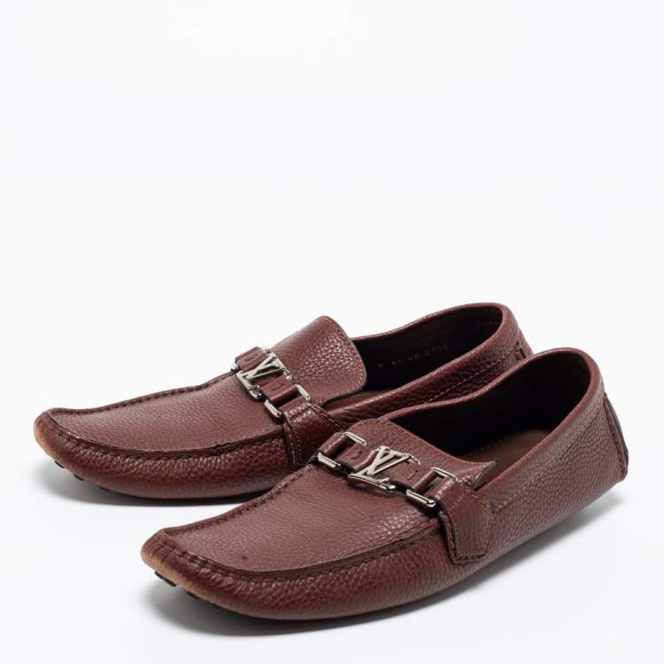 مملوكة مسبقًا Louis Vuitton Burgundy Leather Hockenheim Loafers Size 42.5 