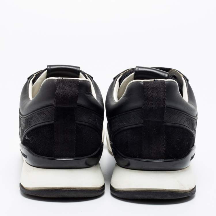 Pre Owned Louis Vuitton Black Mesh and Damier Embossed Rubber Fastlane Sneakers Size 42.5