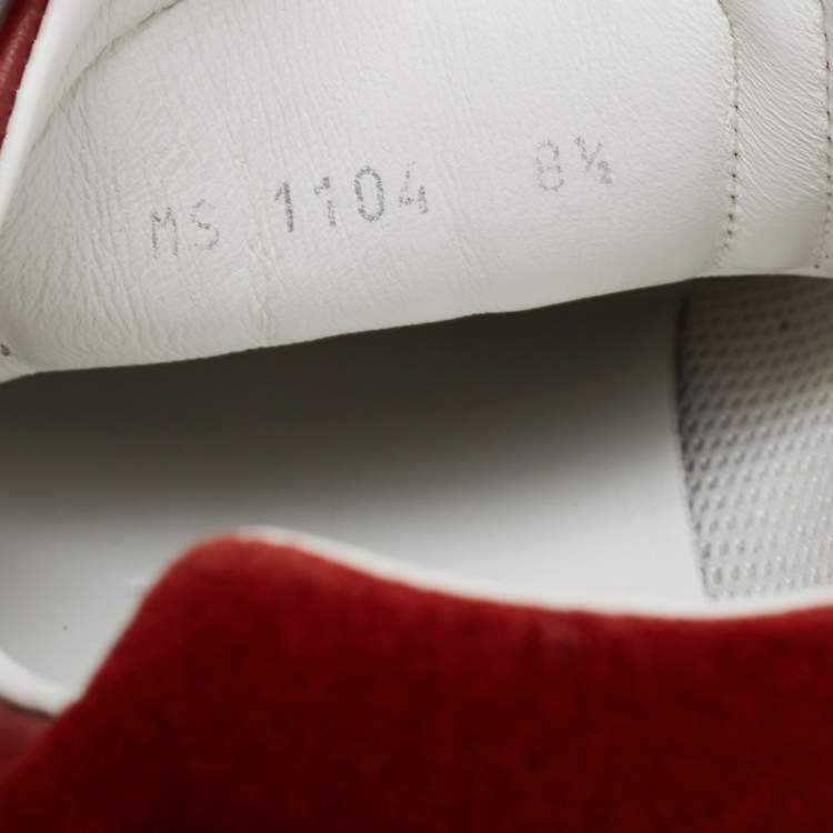 مملوكة مسبقًا Louis Vuitton Red Leather and Suede Genesis Low-Top Sneakers Size 42.5