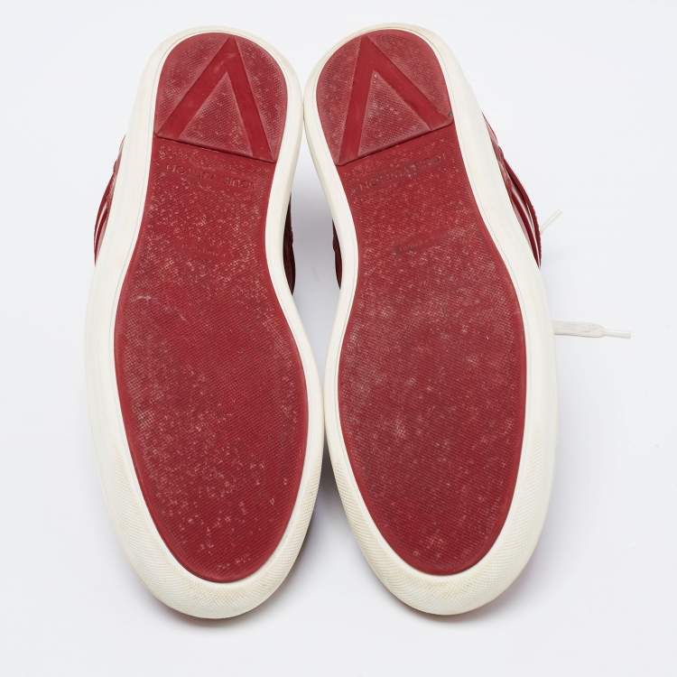 مملوكة مسبقًا Louis Vuitton Red Leather and Suede Genesis Low-Top Sneakers Size 42.5