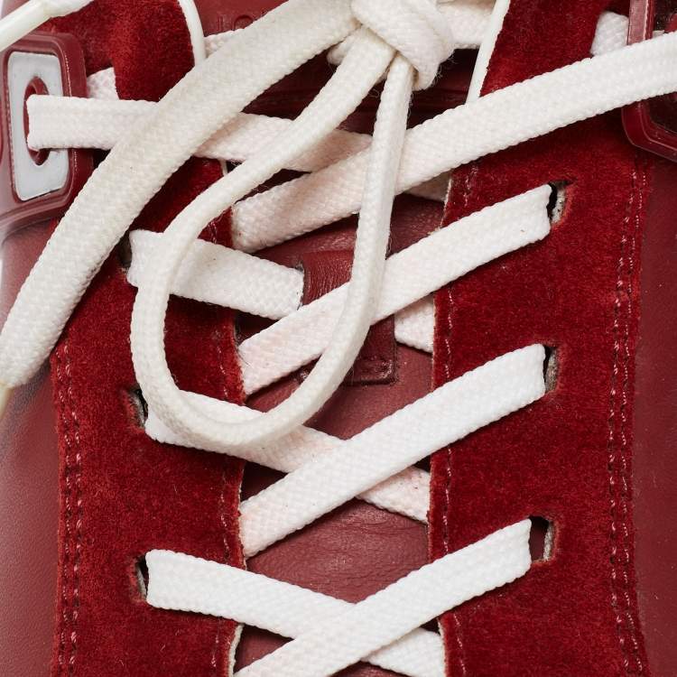 مملوكة مسبقًا Louis Vuitton Red Leather and Suede Genesis Low-Top Sneakers Size 42.5