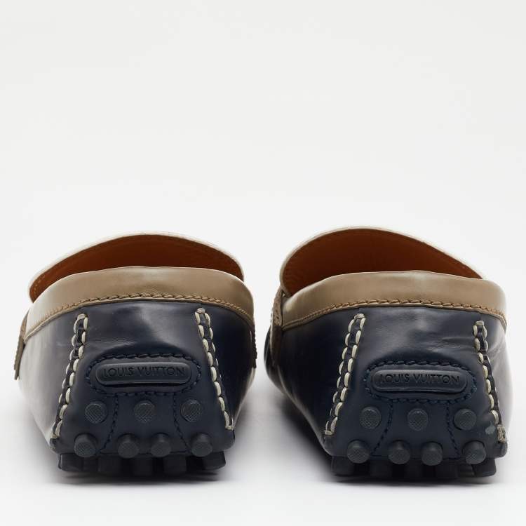 Pre Owned Louis Vuitton Tricolor Leather Hockenheim Slip on Loafers Size 43