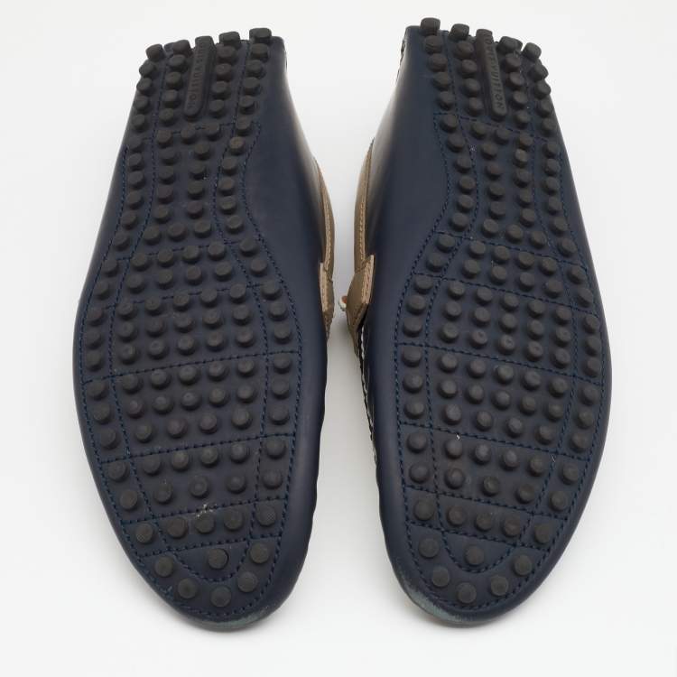 Pre Owned Louis Vuitton Tricolor Leather Hockenheim Slip on Loafers Size 43