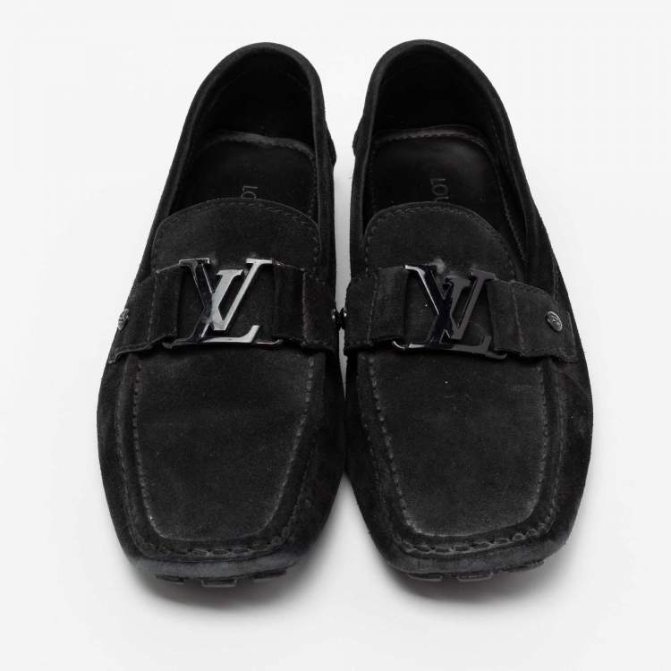 Pre Owned Louis Vuitton Black Suede Monte Carlo Loafers Size 42