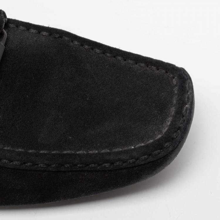 Pre Owned Louis Vuitton Black Suede Monte Carlo Loafers Size 42