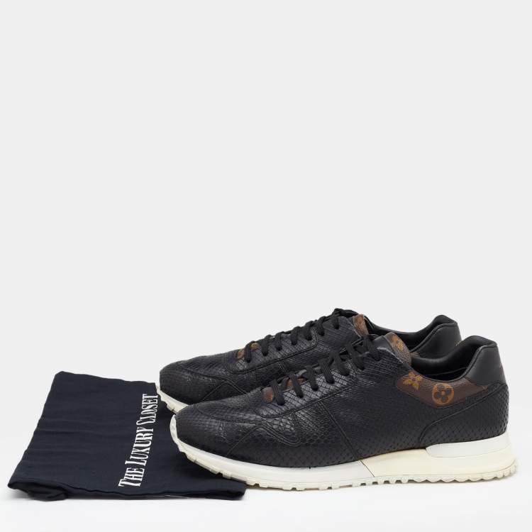 Pre Owned Louis Vuitton Black/Brown Python And Monogram Canvas Sneakers Size 42.5