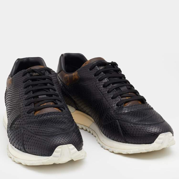 Pre Owned Louis Vuitton Black/Brown Python And Monogram Canvas Sneakers Size 42.5
