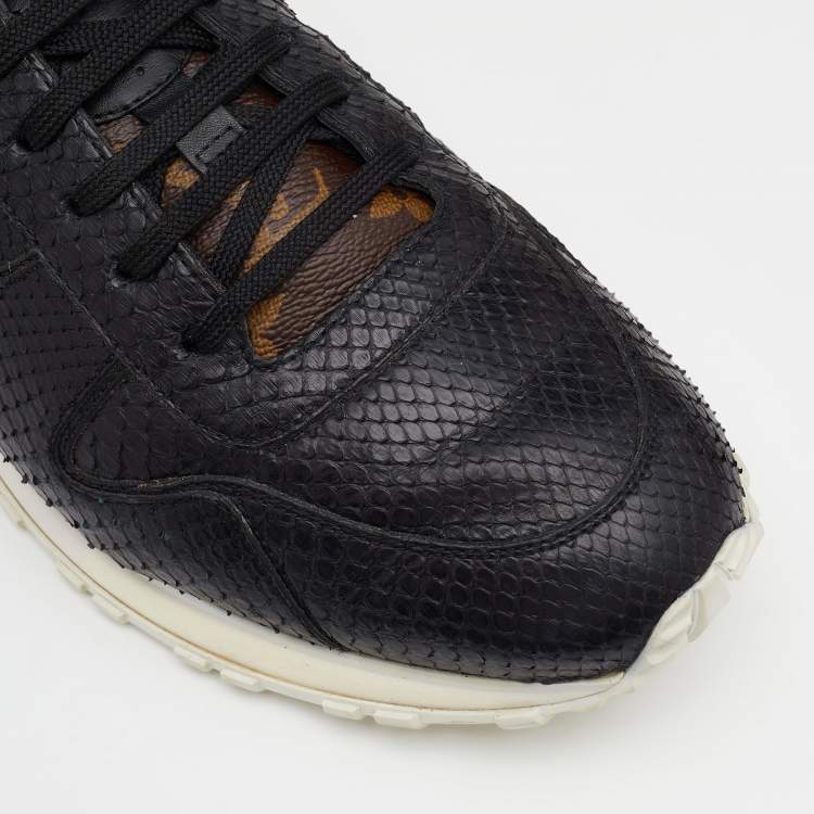 Pre Owned Louis Vuitton Black/Brown Python And Monogram Canvas Sneakers Size 42.5