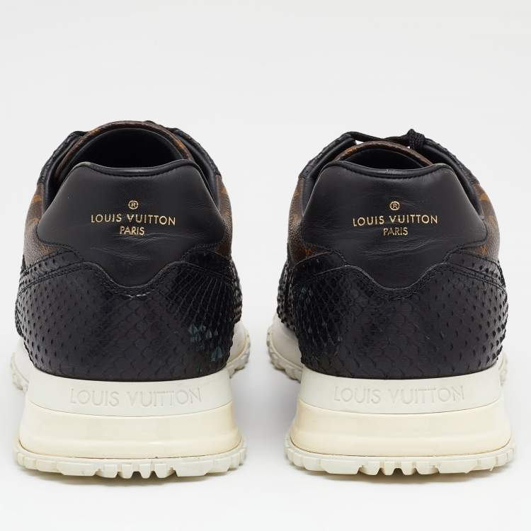 Pre Owned Louis Vuitton Black/Brown Python And Monogram Canvas Sneakers Size 42.5