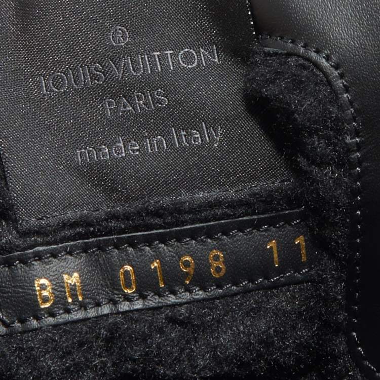Pre Owned Louis Vuitton Black Leather And Damier Ebene Canvas Oberkampf Ankle Length Boots Size 45