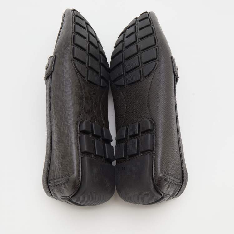 Pre Owned Louis Vuitton Graphite Leather Monte Carlo Slip On Loafers Size 44