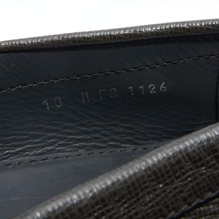 Pre Owned Louis Vuitton Graphite Leather Monte Carlo Slip On Loafers Size 44