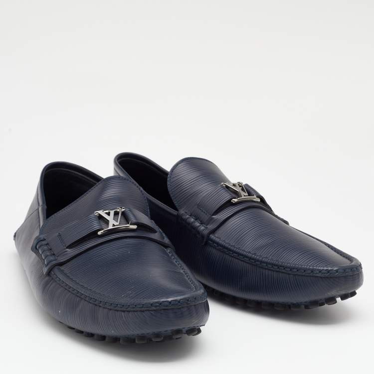 Pre Owned Louis Vuitton Blue Epi Leather Hockenheim Slip On Loafers Size 44.5